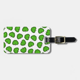 かわいい手描きの緑のフルーツのようなりんごパターン ラゲッジタグ