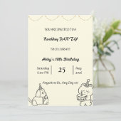 かわいい手描きの誕生日パーティー招待状カード 招待状 (スタンド正面)