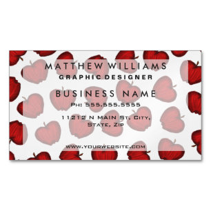 かわいい手描きの赤くフルーツのようなりんごパターン マグネット名刺