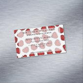 かわいい手描きの赤くフルーツのようなりんごパターン マグネット名刺 (インサイチュ)