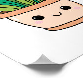 かわいい手描きの鉢植えアート ポスター (角)