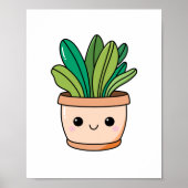 かわいい手描きの鉢植えアート ポスター (正面)