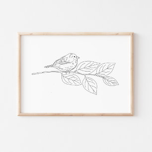 かわいい手描きの鳥のスケッチアート ポスター