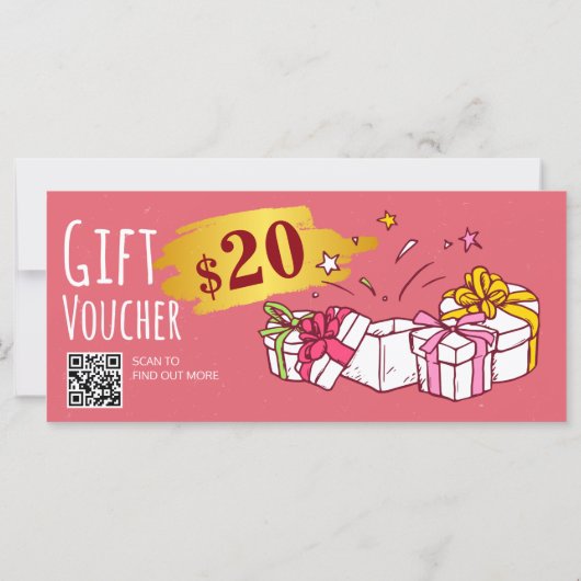 かわいい手描きイラストレーションギフト券テンプレート (裏面)