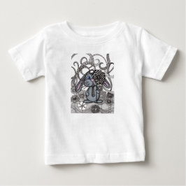 かわいい手描きウサギのゼンドゥードルTシャツ ベビーTシャツ