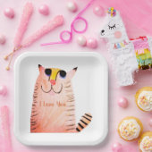 かわいい手描きオレンジタビー猫の子供の誕生日 ペーパープレート (パーティー)