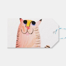 かわいい手描きオレンジブチ猫 ギフトタグ