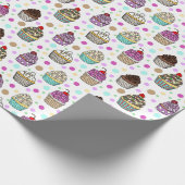 かわいい手描きカップケーキお洒落誕生日 ラッピングペーパー (角)