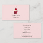 かわいい手描きカップケーキベーカリーピンク 名刺 (正面/裏面)