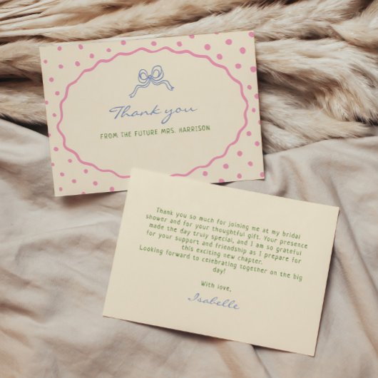 かわいい手描きカラフルブライダルシャワー サンキューカード