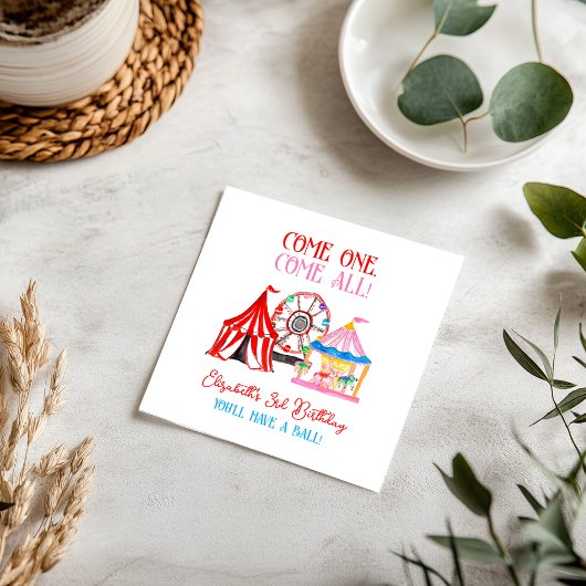 かわいい手描きカーニバルサーカス誕生日 スタンダードランチョンナプキン