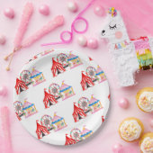 かわいい手描きカーニバルサーカス誕生日 ペーパープレート (パーティー)