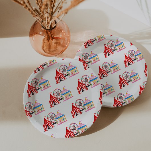 かわいい手描きカーニバルサーカス誕生日 ペーパープレート