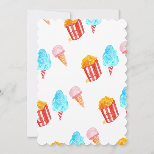 かわいい手描きカーニバルサーカス誕生日 招待状 (裏面)