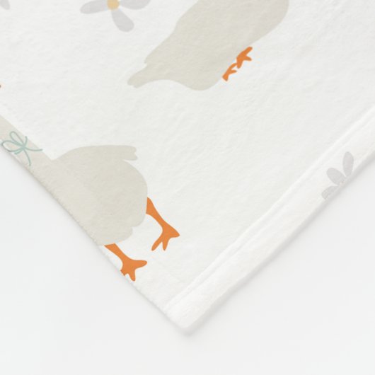 かわいい手描きガチョウとデイジー フリースブランケット (角)