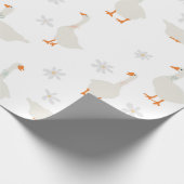 かわいい手描きガチョウとデイジー ラッピングペーパー (角)