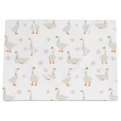 かわいい手描きガチョウとデイジー ラージペーパーバッグ (正面)