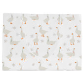 かわいい手描きガチョウとデイジー ラージペーパーバッグ (裏面)