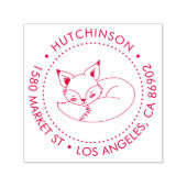 かわいい手描きキツネラウンドファミリー差出人住所 セルフインキングスタンプ (デザイン)