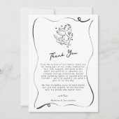 かわいい手描きキューピッドスキー冬の結婚式 サンキューカード (正面)