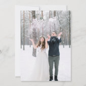 かわいい手描きキューピッドスキー冬の結婚式 サンキューカード (裏面)