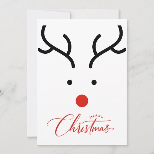 かわいい手描きクリスマストナカイのホリデーカード シーズンカード (正面)
