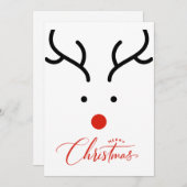 かわいい手描きクリスマストナカイのホリデーカード シーズンカード (正面/裏面)