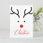 かわいい手描きクリスマストナカイのホリデーカード シーズンカード (スタンド正面)