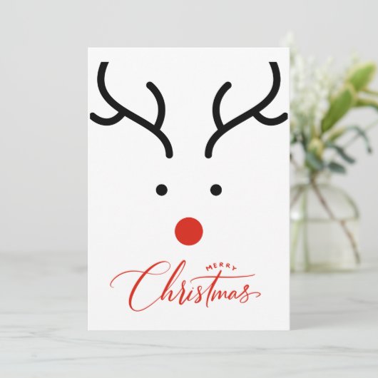 かわいい手描きクリスマストナカイのホリデーカード シーズンカード (スタンド正面)