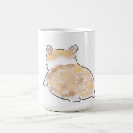 かわいい手描きコーギーのお尻の後ろ姿イラスト コーヒーマグカップ (中央)