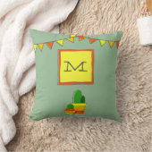 かわいい手描きサボテン+モノグラムフェスティバルフィエスタ クッション (ブランケット)