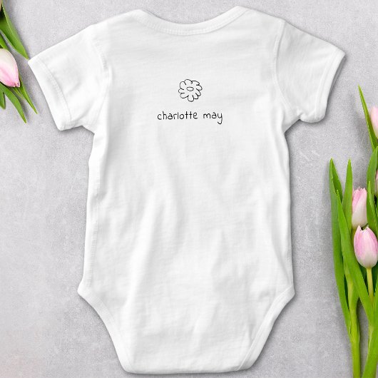 かわいい手描きシンプルタイポグラフィガールネーム ベビーボディスーツ