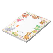 かわいい手描きジャングルの動物パーソナライズされた ノートパッド (回転)