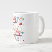 かわいい手描きソーイングパターン ジャンボコーヒーマグカップ (正面右)