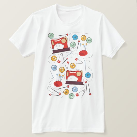 かわいい手描きソーイングパターン Tシャツ (デザイン正面)
