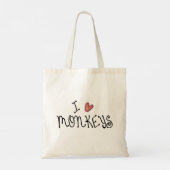 かわいい手描きタイポグラフィーで「I Love Monkeys」 トートバッグ (裏面)