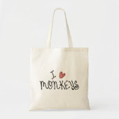 かわいい手描きタイポグラフィーで「I Love Monkeys」 トートバッグ (正面)
