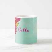 かわいい手描きドードルハートと花 コーヒーマグカップ (中央)