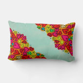 かわいい手描きドードルハートと花 ランバークッション (裏面)