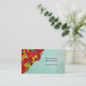 かわいい手描きドードルハートと花 名刺 (スタンド正面)