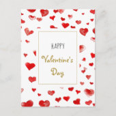 かわいい手描きハートハッピーバレンタインデー シーズンポストカード (正面)
