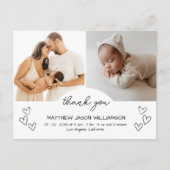 かわいい手描きハート2 Photo Thank Youベビー ポストカード (正面)