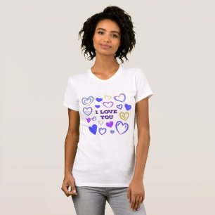 かわいい手描きハート Tシャツ