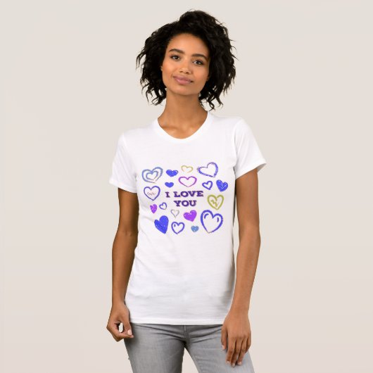 かわいい手描きハート Tシャツ (正面フル)