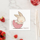 かわいい手描きバニー、ピンクのイースターエッグ スタンダードカクテルナプキン (インサイチュ)