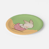 かわいい手描きバニー、ピンクのイースターエッグ ペーパープレート (アングル)