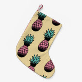 かわいい手描きパイナップルの継ぎ目のない柄 スモールクリスマスストッキング (正面 (吊り時))