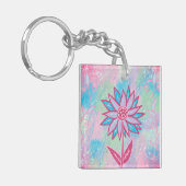 かわいい手描きパステルフラワー キーホルダー (正面左)