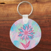 かわいい手描きパステルフラワー キーホルダー (正面)