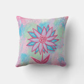 かわいい手描きパステルフラワー クッション (裏面)